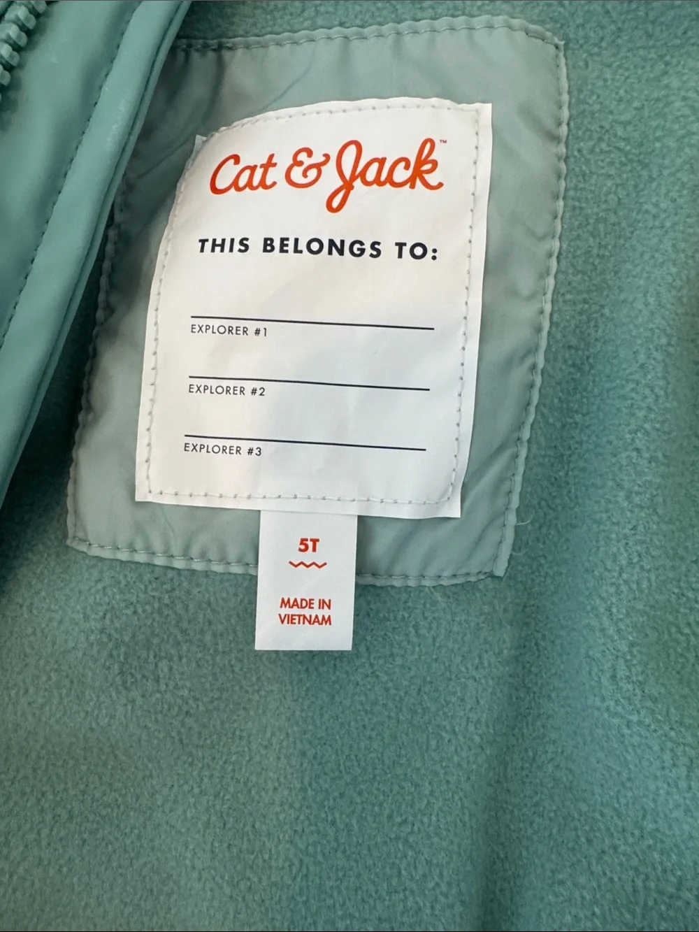 Cat & Jack Light Teal Hooded Kids Rain Coat